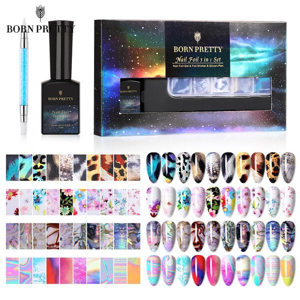 

born pretty 10 pcs nail foil stickers 3 in 1 set transfer foil nail gel ab marble pattern sticker for nails accessories