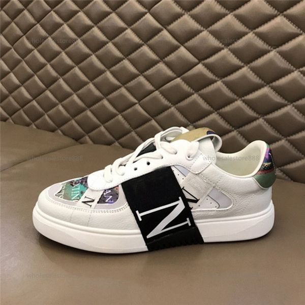 

2021 new vl7n sneakers genuine leather mens women flats running trainers embossed black whith dress shoes chaussures shoes, Black;red