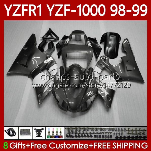 Motocicleta Bodywork para Yamaha YZF-R1 YZF1000 YZF R1 1000 CC 98-01 Bodys 82No.77 YZF Grey Grey R1 1000CC 1998 1999 2000 2001 YZF-1000 YZFR1 98 99 00 01 Kit de Feira do OEM