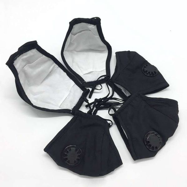 

factory in stock black fashion face masks with breathing valve dust-proof breathable protective mask can insert pm2.5 filter cotton masks
