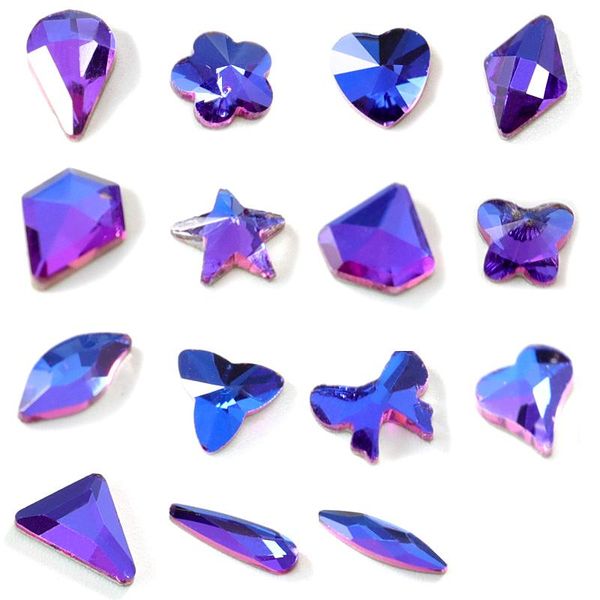 

nail art decorations 20pcs k9 blue volcanic rhinestone glitter strass for nails diy decoration h0994, Silver;gold