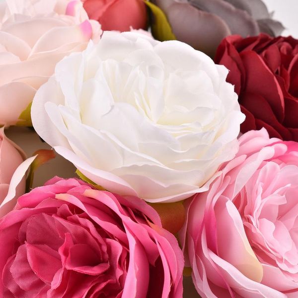 

high-grade artificial peony white rose silk flower heads for wedding decoration diy wreath scrapbooking craft fake bbyhun