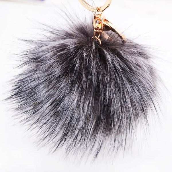 

dalaful unique faux rabbit fur ball flower key chains rings holder bag pendant pompom keyrings keychains for car for women k284 wmtlvr
