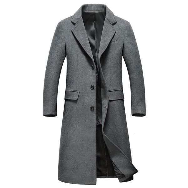 

2021 new casual jackets of wool's men outerwear windbreak mode long manner men's wool coat winter jacket 23rn, Black