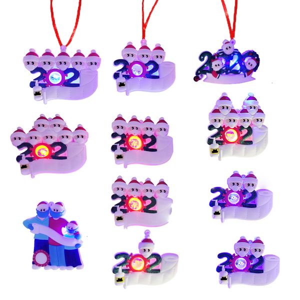 

2020 greeting snowman diy family quarantine pendant ornaments personalized led light christmas festive party tree decorahorel7jl