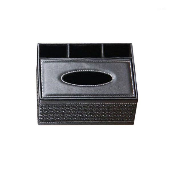 

creative square household leather multi-purpose tissue box paper tray napkin box living room remote control storage1