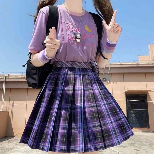 

korean fashion pleated skirt mini skirts womens summer high waist kawaii pink black plaid skirt harajuku mujer faldas
