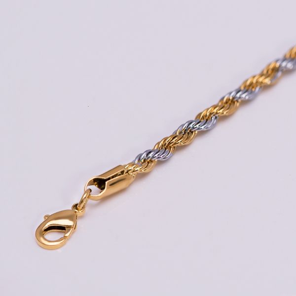 

21cm * 3.5mm / 6 mm) mix (344b) 2 gold plated rope bracelet for men women fashion jewelry