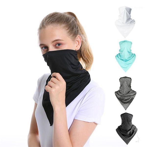 

1pc ice silk face bandana balaclava neck cover breathable headband cool scarf wrap outdoor sports motorcycle cycling accessory1, Black