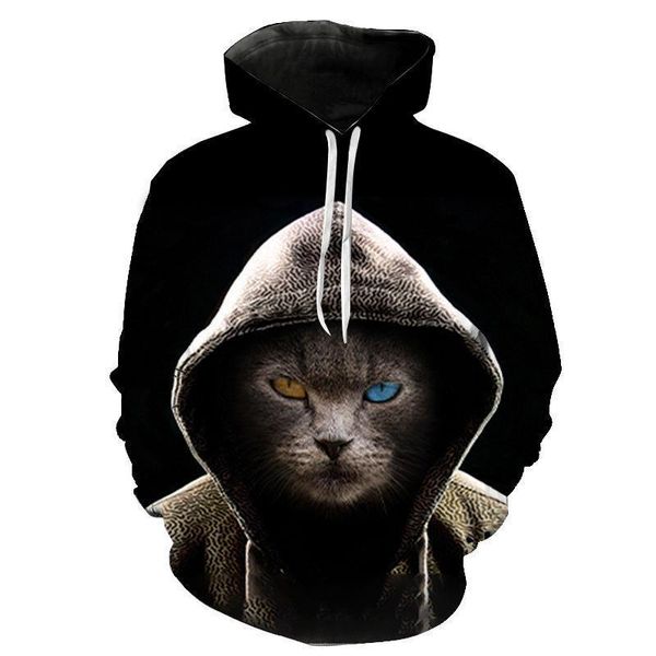 

funny animal printed hoodies 3d cat hoodie 2020 brand men women children hip hop cool cats streetwear sweatshirts pullover, Black