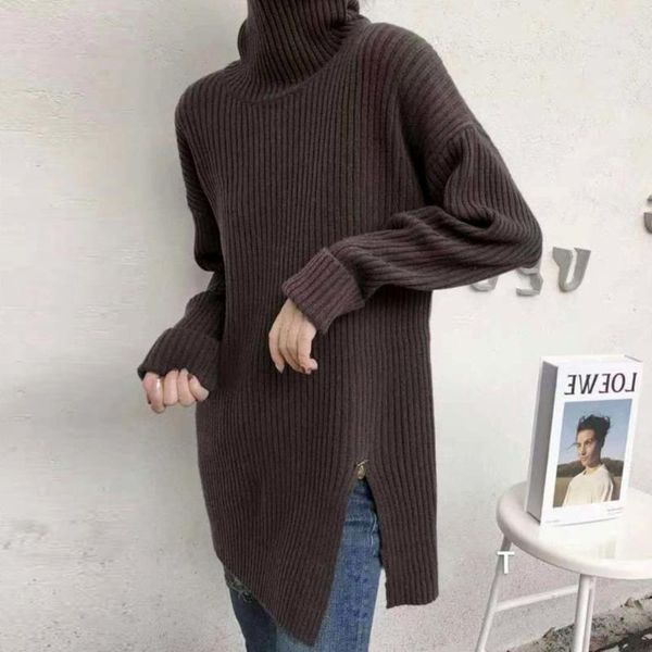 

women pullovers sweater winter autumn casual knitted korean japan trutleneck long sweater jumpers female loose sweaters, White;black