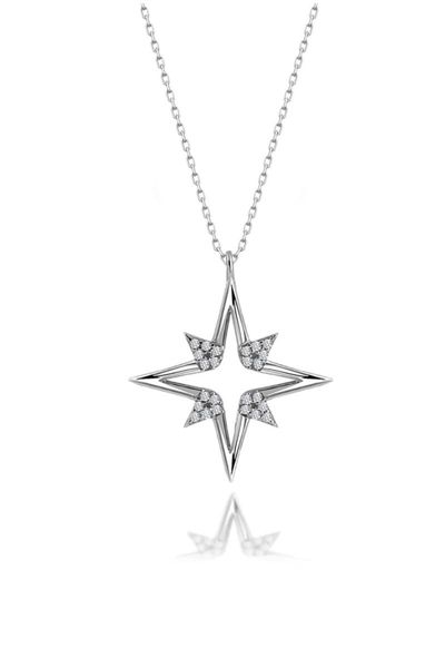 

chains certified cubic zirconia pole star 925 silver necklace