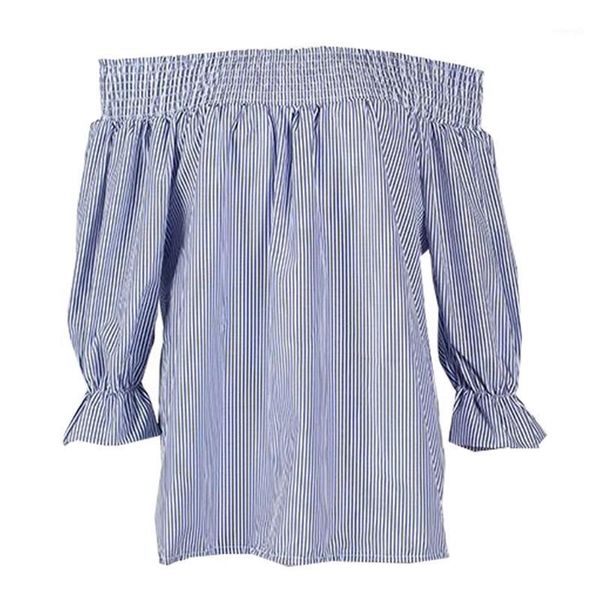 

5xl big size 2020 new summer fashion women casual cute puff sleeve blue t shirt off shoulder ladies plus size t shirt 1, White