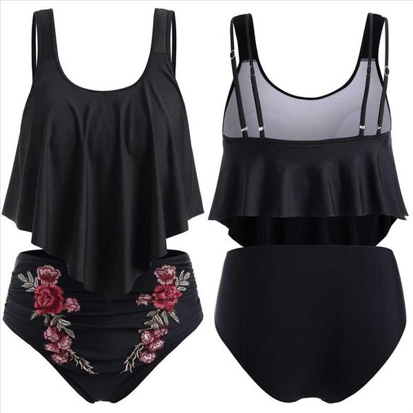 

women flower print bikini set push up padded two pieces swimsuit high waist backless beachwear large size beachwear biquini z2, White;black