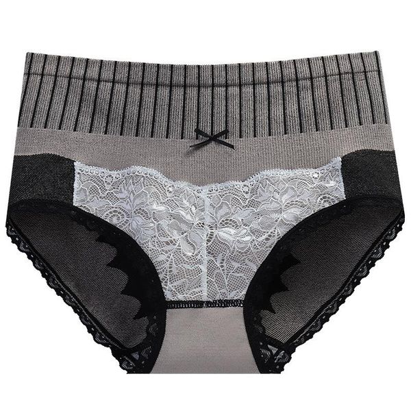 

women's panties ladies seamless high court pants closed lace underwear large size triangle pure cotton crotch, Black;pink