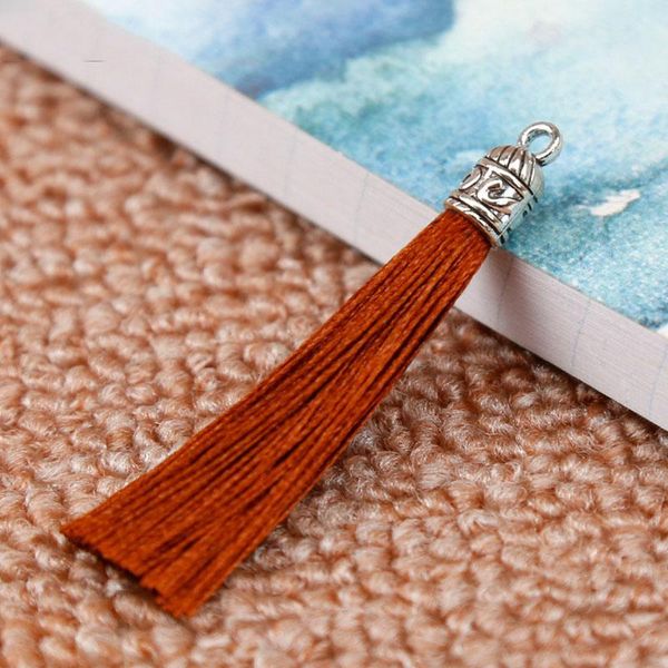 

10pcs lot 17 colors silk tassel cords with metal caps for earrings 6cm long tassel charm pendant fit diy jewelry making findings h jllzux