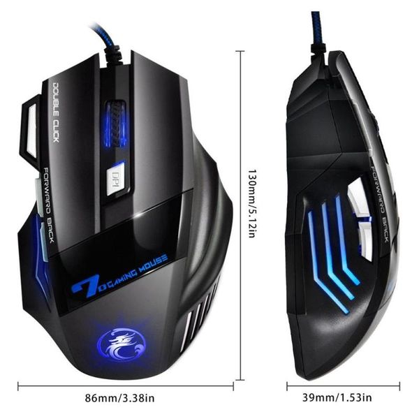 

wired gaming mouse usb computer mouse 7 button led 5500 dpi gamer mice with backlight for pc lapsilent mause