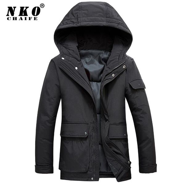 

chaifenko brand men winter jacket parkas coat new autumn fashion casual outdoor jacket men windproof thick hooded warm parka, Black