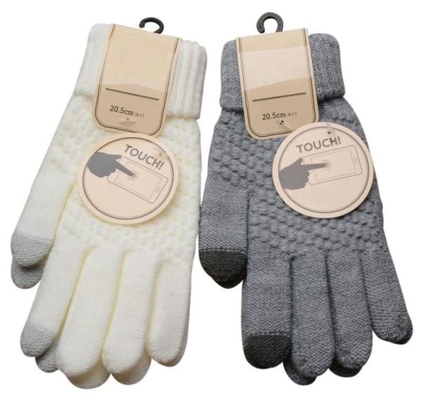 

winter thermal gloves screen white black color knit twist wool man women winter keep warm mittens wmttoq otsweet, Blue;gray