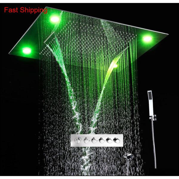 

led shower set spa functions luxurious bath system large waterfall dual rain misty concealed ceiling showerhead mas qylueb bde_luck