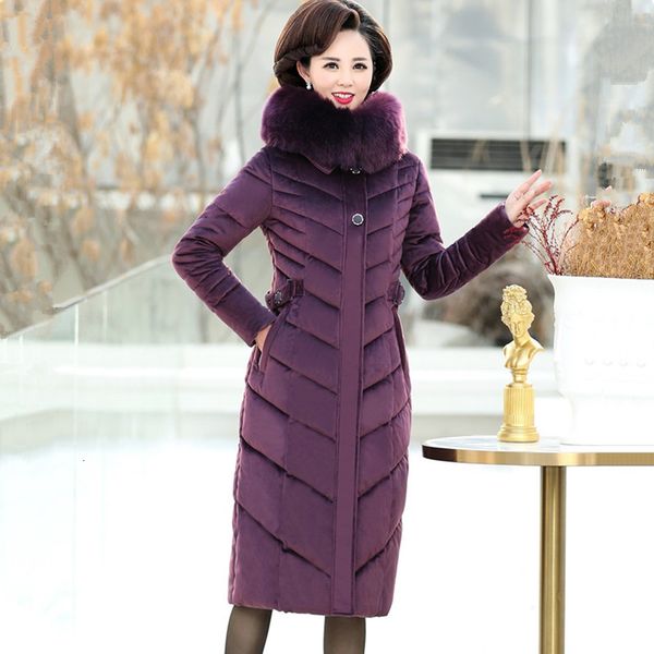 

2021 new women's winter coat of gold velvet under cotton parkas long warm coats thicken female jacket with hood outerwear plus size 5xl, Black