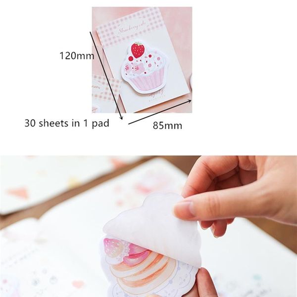 

6 pcs summer snack sticky note set cake ice memo post pad sticker tab marker stationery office school supplies fm597 wmtfkv
