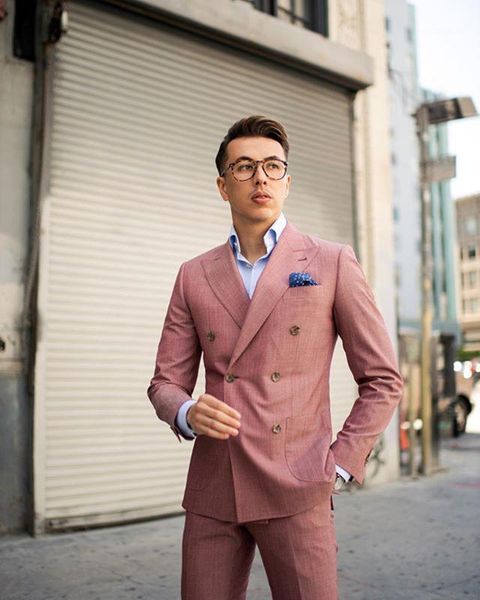 

fashion double-breasted mens suits 2 piece (coat+pants) peaked lapel traje hombre business double-breasted men suit1, White;black