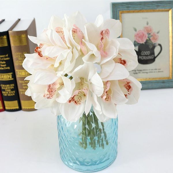 

flone artificial butterfly orchid flower simulation latex flower real touch lily bouquet wedding home office party decor floral1