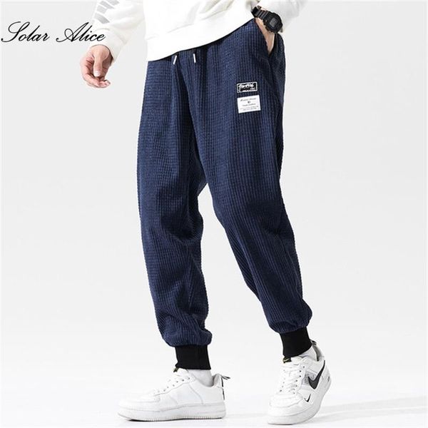 

men's pants 2021 fall/winter mid-waist corduroy casual loose harem, Black