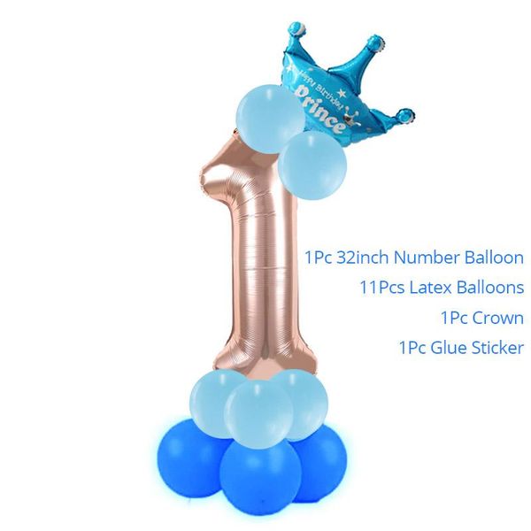 

32inch rose gold number balloons birthday party decorations kids princess prince 1st birthday crown ballons column balloon wmtzcu