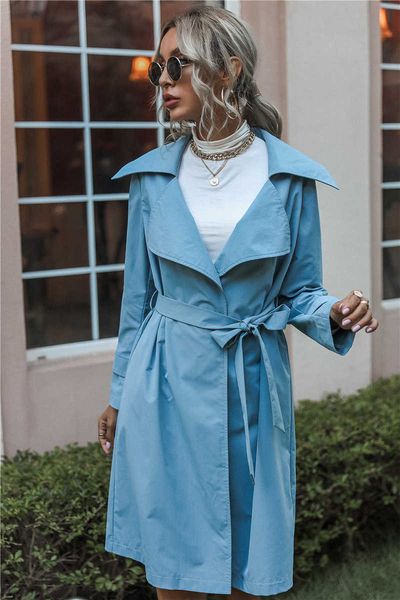 

women's spring medium length windbreaker female soild color elegant casual jacket coat women clothes, Black;brown