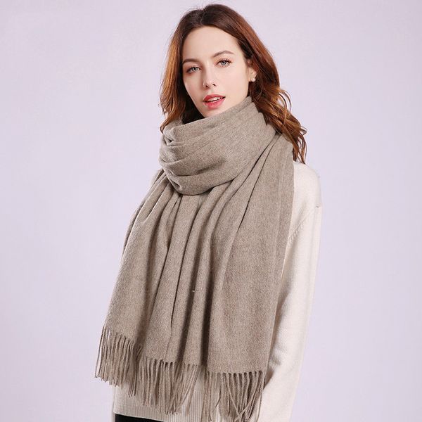 

новая зима 100% бежевый шарф теплый женский шеи шаль и твердой обертки пашмина чистые шерстяные шарфы для кашемировых женщин v2te, Blue;gray