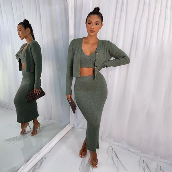 

shesrim] solid color long-sleeved single-breasted jacket short vest women's fashion slim casual skirt three-piece suit, Gray