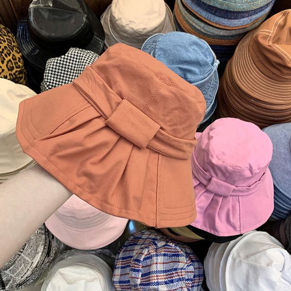 

back pleated simple and gentle color pure fisherman hat, Blue;gray