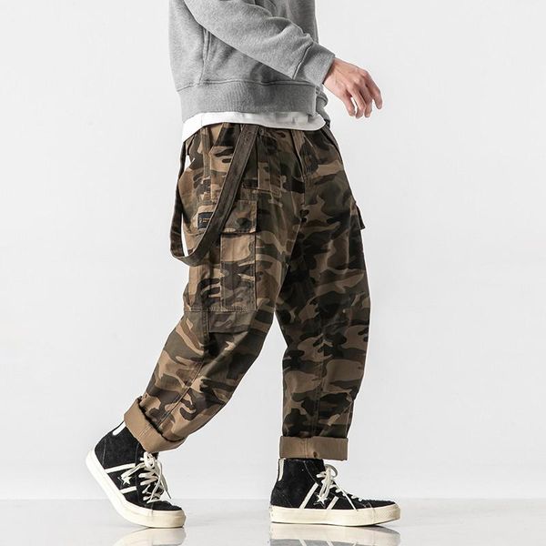 

2021 spring men's camouflage pants american casual style tactical trend loose overalls, Black