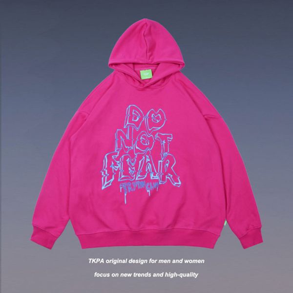 

tkpa autumn and winter men's sweater: gaojiechao loose letter printing couple's casual hoodie, Black