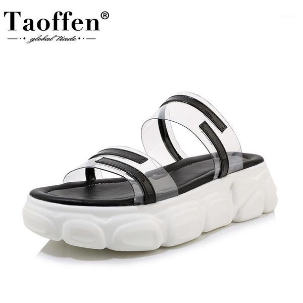

taoffen plus size 29-46 women sandals open toe thick bottom casual women shoes summer slippers patchwork mujer footwear1, Black