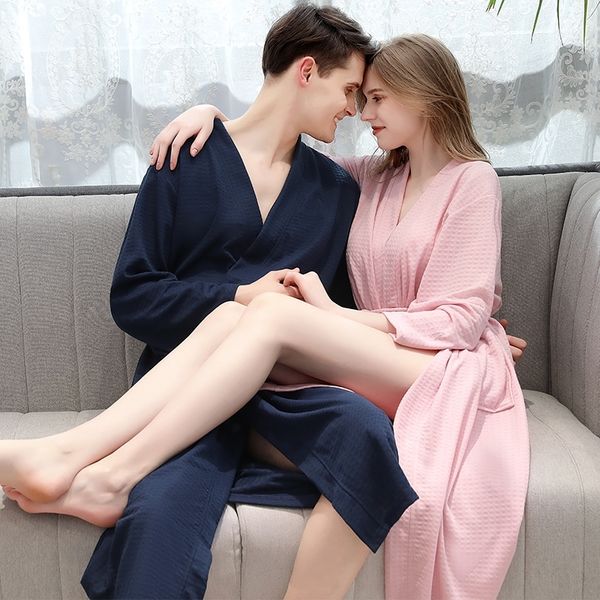 Asciugamano da donna Accappatoio da damigella d'onore Vestaglia Quick Dry Lungo Waffle Lounge Accappatoio Sexy Peignoir Robes Sleepwear Uomo Camicia da notte 210203