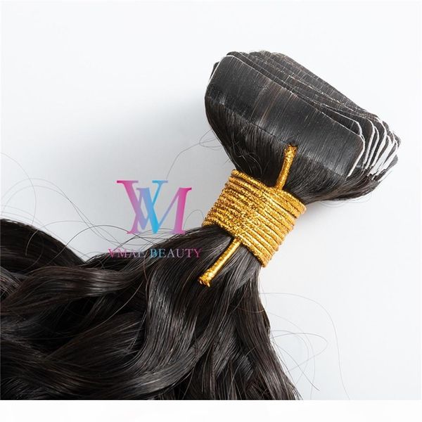 

vselling indian natural color 100g grade 12a kinky curly 3a 3b 3c virgin remy tape in real human hair bundles extensions, Black