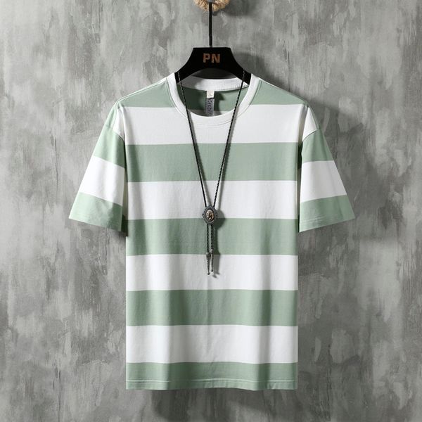 

2021 summer striped cotton blue of men shorts t-shirt men's shirt new fashion clothes 306 ob2h, White;black
