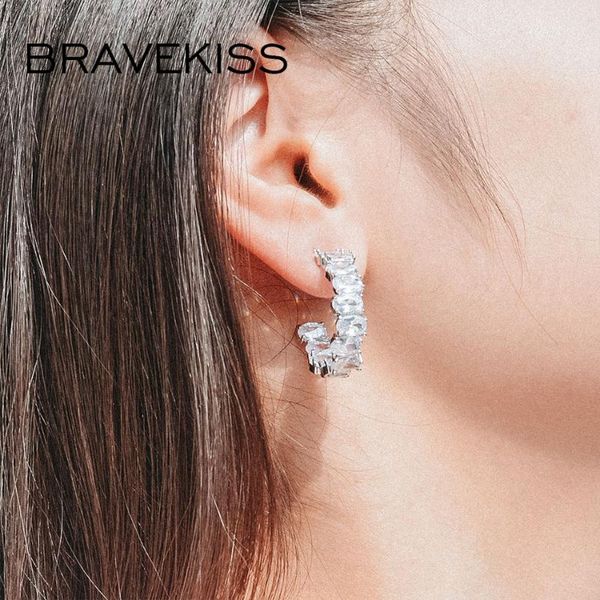 

брэрькикисс модный кубический циркон круглые серьги обруча для женщин нерегулярные обручи очистить серьги cz мода драгоценные аксессуары bue, Golden;silver