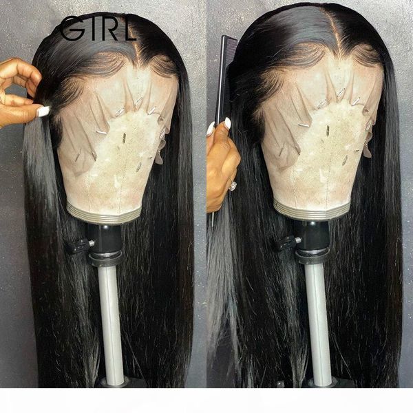

28 30 inch lace front human hair wigs pre plucked brazilian straight remy lace frontal wig for black women full, Black;brown