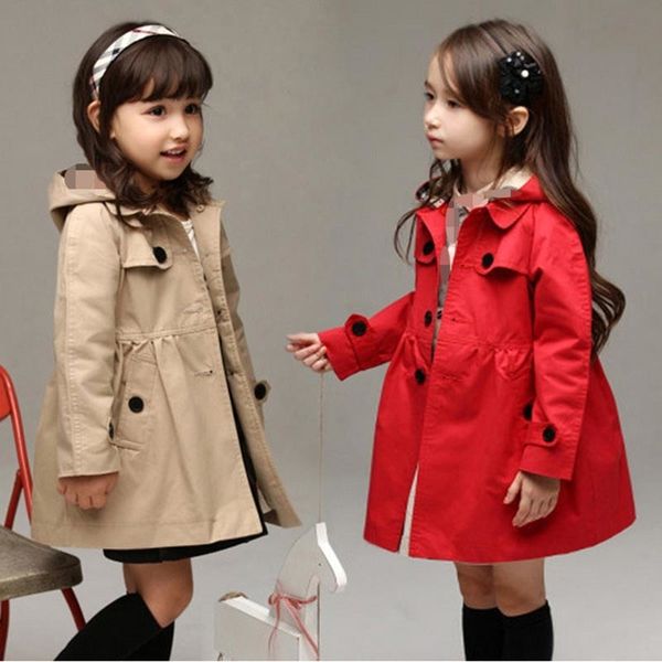 Primavera Meninas Roupas Moda Outerwear Inglaterra Estilo Infantil Roupas de Manga Longa Cardigan Casacos Vintage Novo Trench Clássico LJ201125