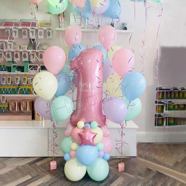 

party decoration 65pcs/set macaron latex balloons pink 40 inch number foil balloon helium globos baby shower birthday supplies