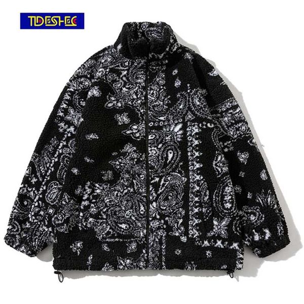 

tideshec streetwear couple jacket men vintage totems coats hipster loose all-match outwear winter lambswool high street harajuku 220124, Black;brown