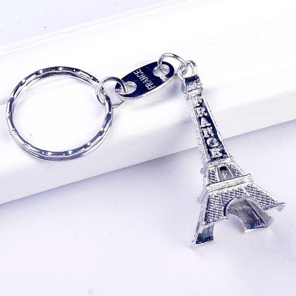 

stamped keychain vintage paris france tower eiffel pendant key ring gifts fashion gold sliver bronze ps0706, Silver