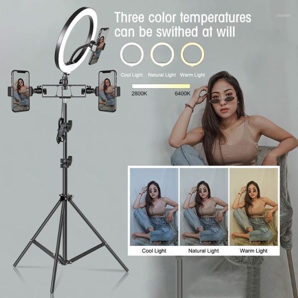 

flash heads 10" led ring light pographic selfie with tripod for smart phone youtube makeup video studio lamp1