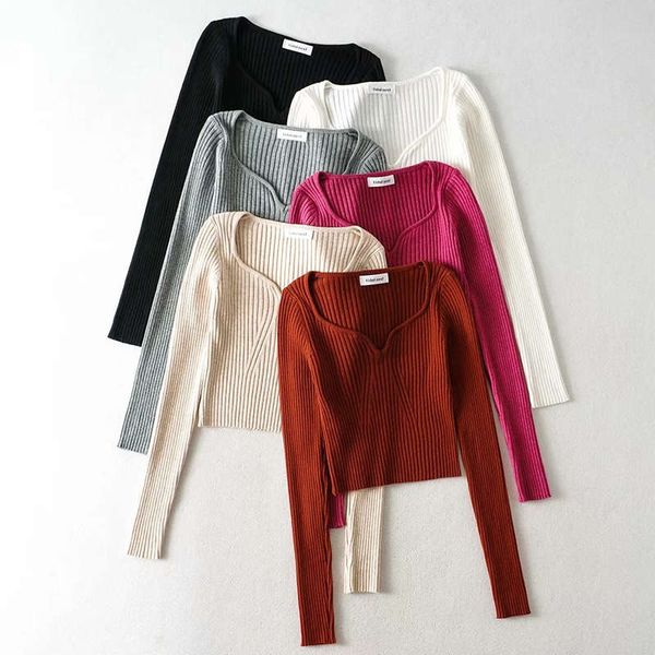 

ins net red peach heart collar high waist long sleeve t-shirt 2020 new autumn women's pure color sweater, Black;gray