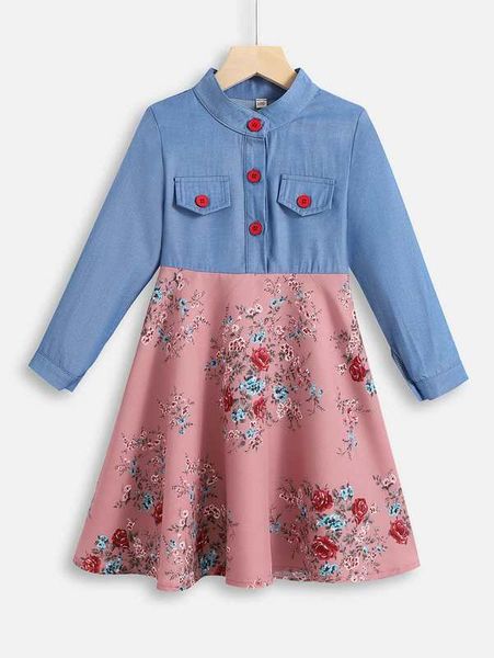 

toddler girls floral print belted dress she02, Red;yellow