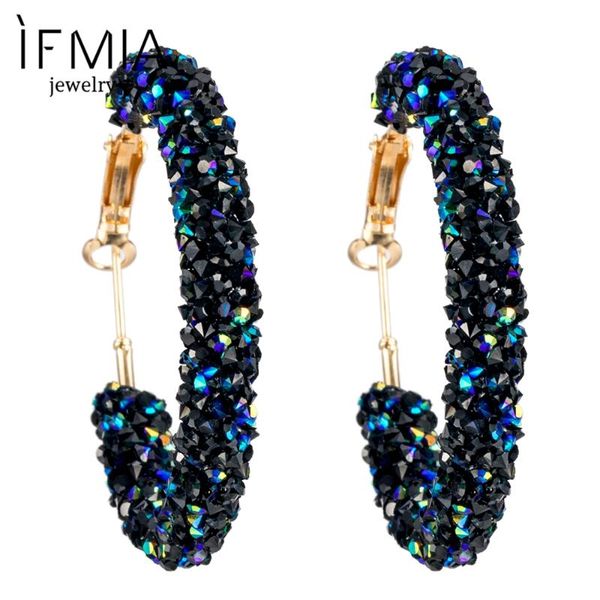 

ifmia мода шарм австрийские кристалл серьги горный хрусталь яркие круглые геометрические большие серьги женские украшения нового дизайна, Golden;silver